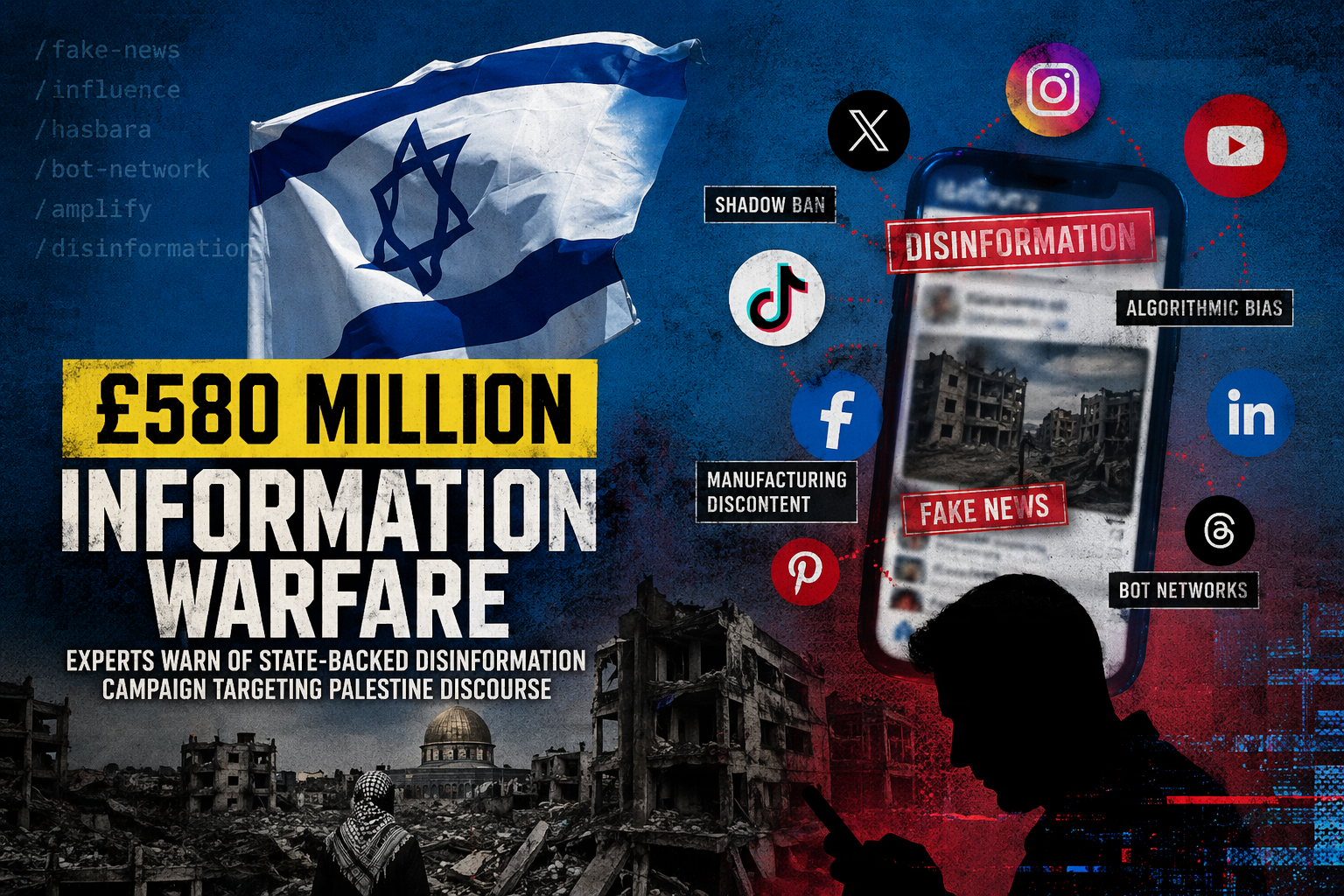 Experts warn of £580m ‘information warfare’ campaign targeting Palestine discourse