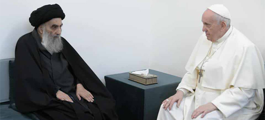 Pope Francis meets religious leader, Ayatullah Ali Al-Sistani, in a landmark visit  