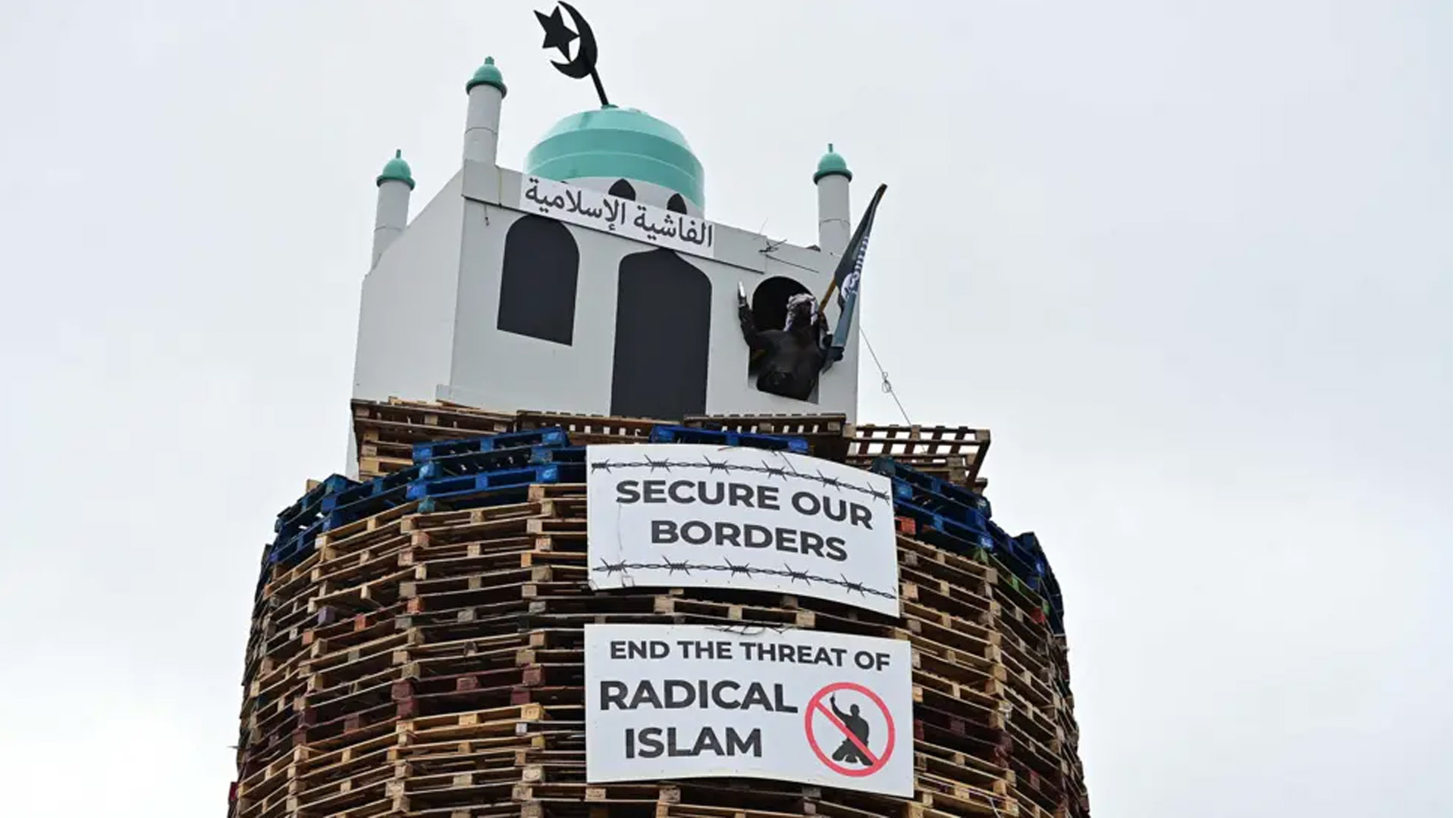 Man charged over mosque effigy on Northern Ireland bonfire appears in court