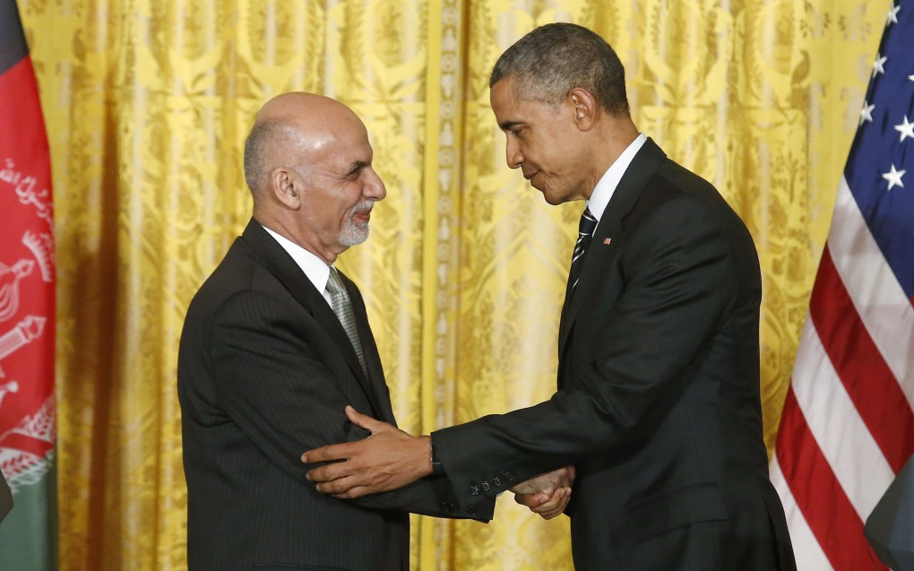 Obama accepts a delayed pace of withdrawal from Afghanistan and supports Ghani’s leadership.