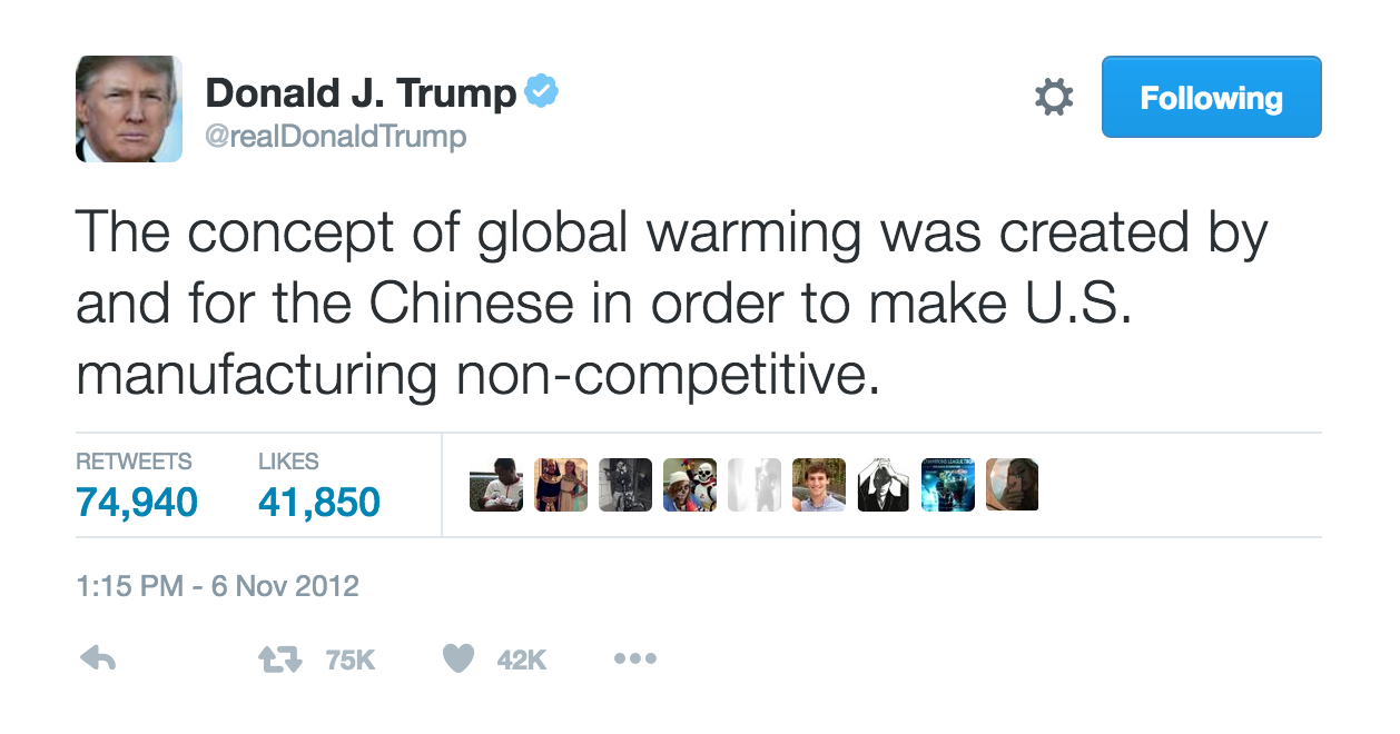 Climate Change another ‘Debatable Fact’ under Trump Presidency