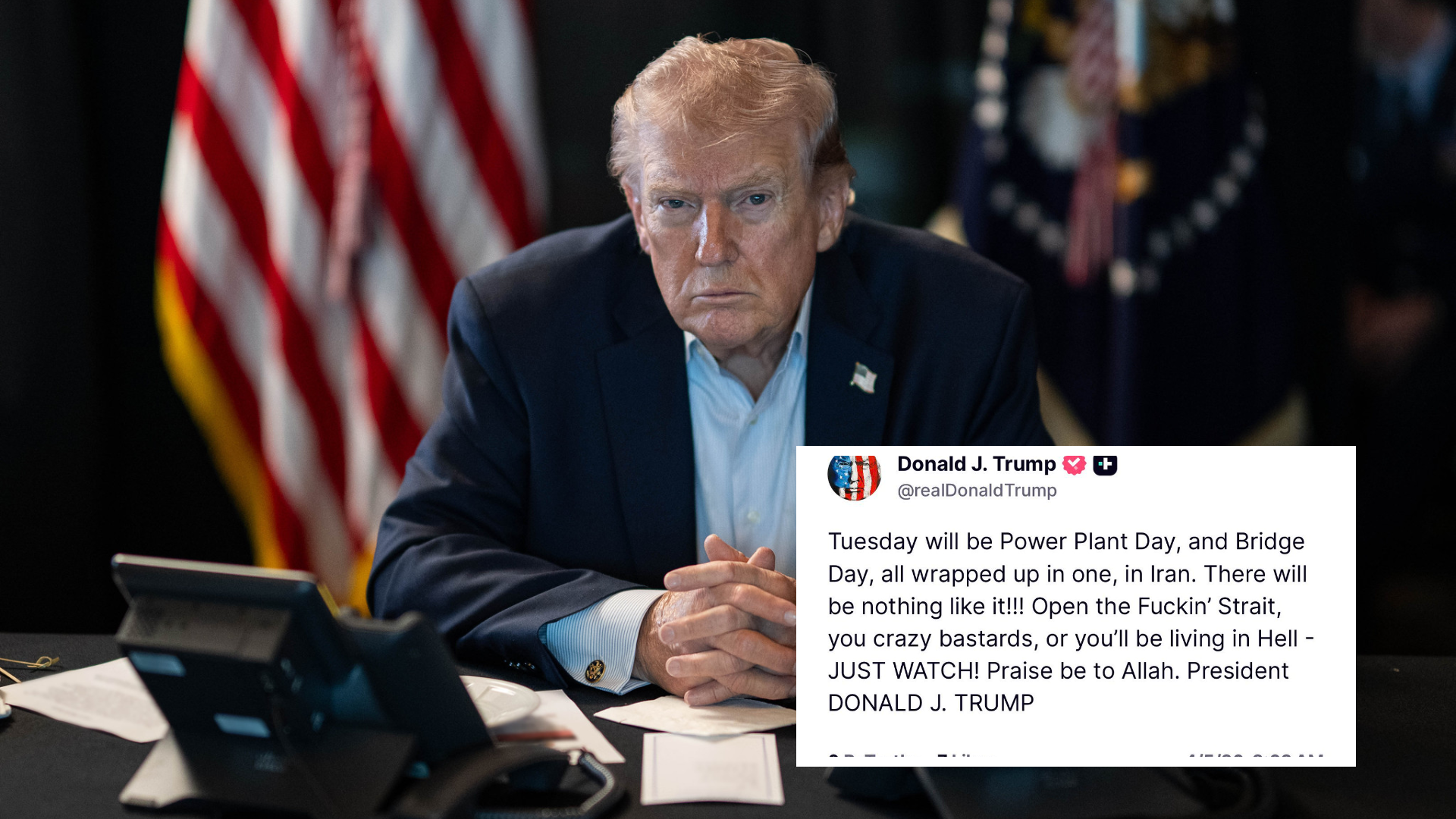 Trump’s “praise be to Allah” post sparks outcry amid threats against Iran