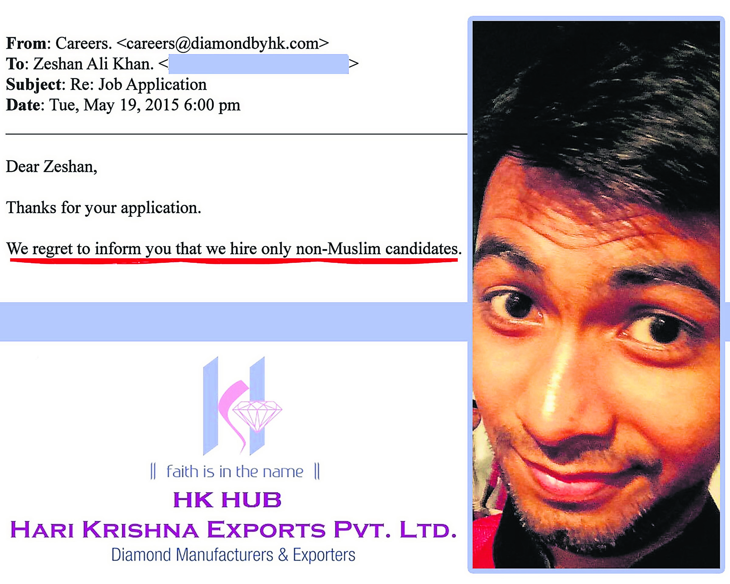 We don’t hire Muslims, Mumbai-based company tells candidate