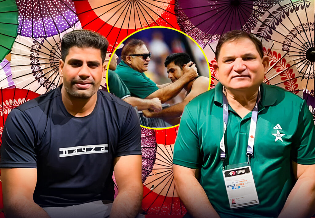 The Pakistan Athletics Federation has imposed a lifetime ban on Salman Butt (right), coach of Olympic champion javelin thrower Arshad Nadeem (left).