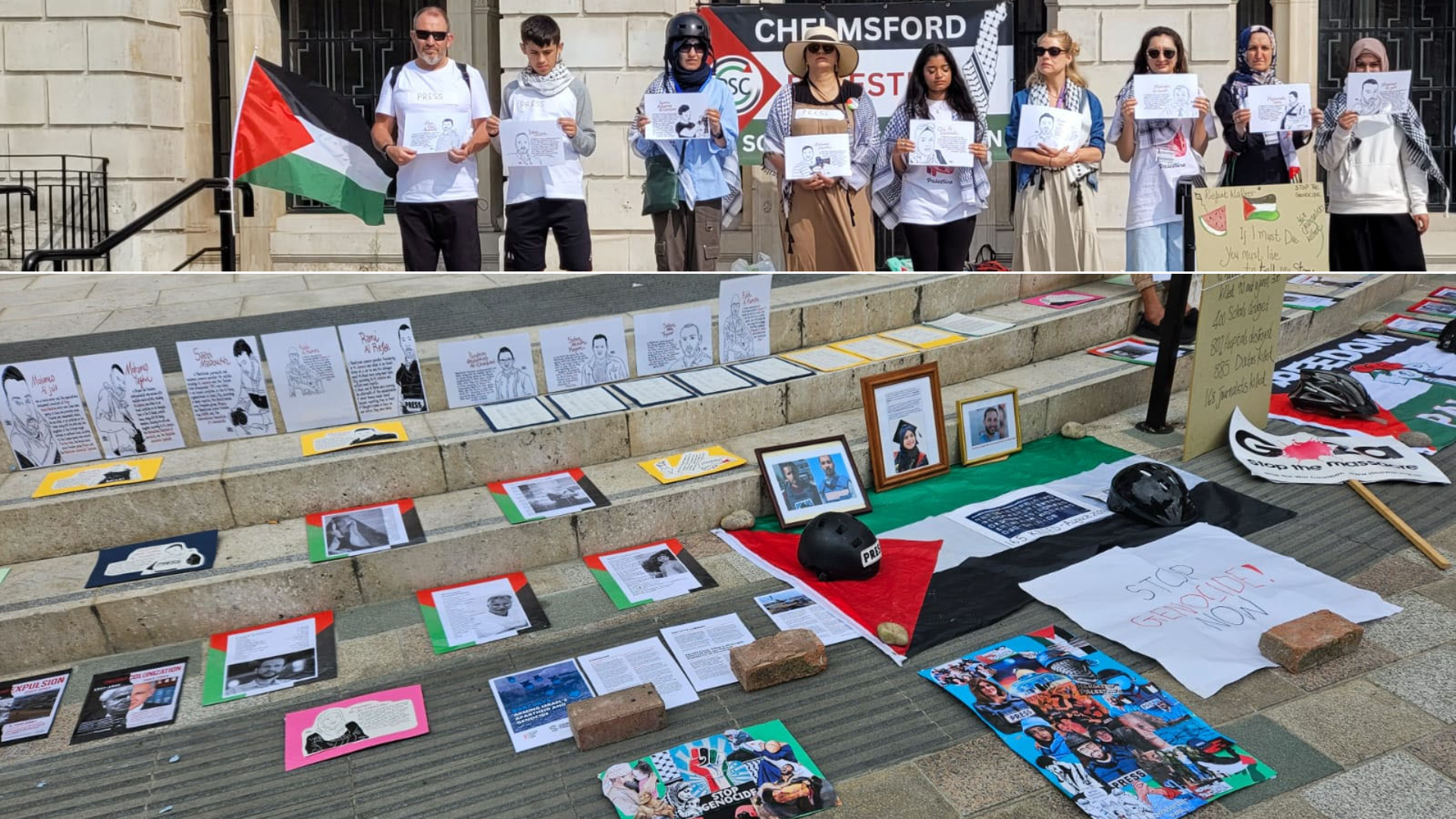 Chelmsford vigil commemorates 167 Palestinian journalists, urges UK action against Israel