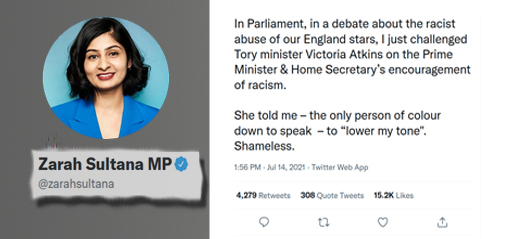 Muslim MP rebuked for accusing Johnson and Patel of ‘stoking the fire of racism’